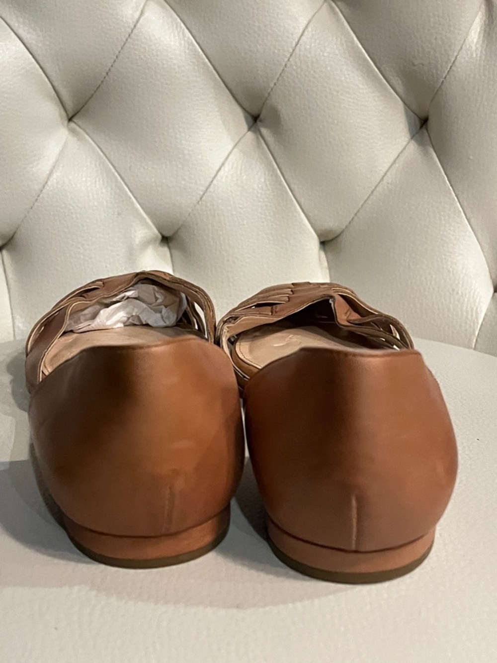 Vince Camuto Women's Tan Leather Pointed D'Orsay Flats Size 8 - Picture 8 of 11